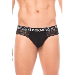 String noir en dentelle délicate 