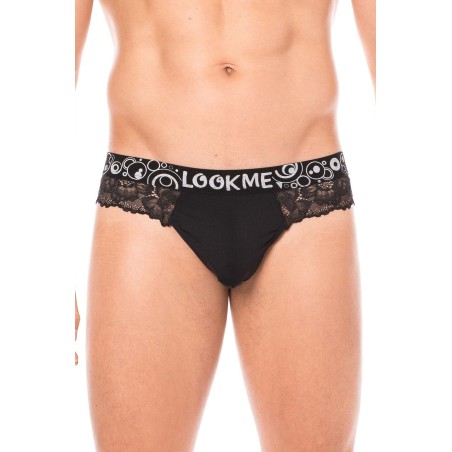 String noir en dentelle délicate 