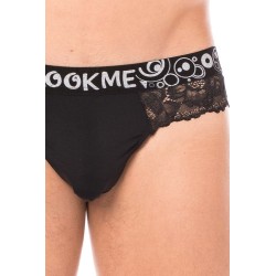 String noir en dentelle délicate 