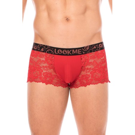 Boxer rouge en dentelle délicate 