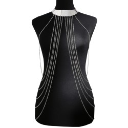 Bijou Tour de cou avec chaines de corps argenté