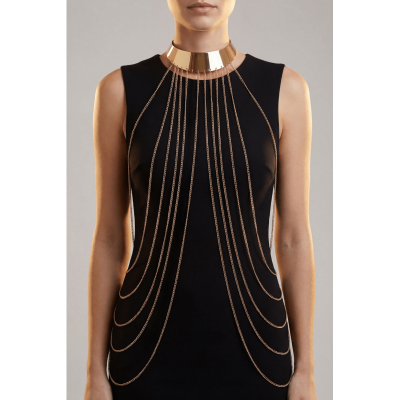 Bijou Tour de cou avec chaines de corps doré