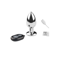 Plug vibrant acier inoxydable anal taille M avec télécommande, USB - RY-207-M