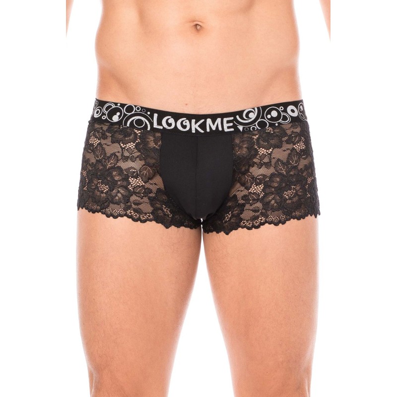 Boxer noir en dentelle délicate - LM2006-67BLK Boxer noir en dentelle délicate - LM2006-67BLK