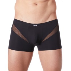 Boxer noir sexy avec fine résille en V - LM805-67BLK