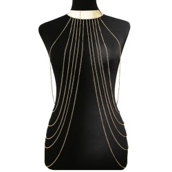 Bijou Tour de cou avec chaines de corps doré - BCHA001GLD