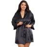 Nuisette grande taille noire avec peignoir satinés - DG3717XBLK