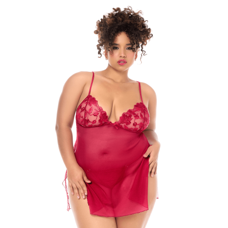 Babydoll grande taille Mapalé brodée avec string 