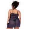 Nuisette grande taille bleu nuit et string 