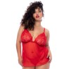 Nuisette courte grande taille rouge et string 
