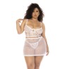 2 en 1 Nuisette et ensemble 2 pièces grande taille en dentelle et résille transparente 