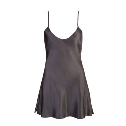 Nuisette courte en satinée noire brillante avec dos nu 