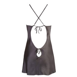 Nuisette courte en satinée noire brillante avec dos nu 