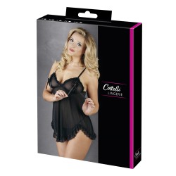 Nuisette en résille et dentelle noire avec string 