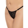 Nuisette noire grande taille motif fleuri et string assorti 
