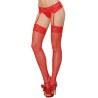 Bas résille rouges avec jarretières florales 